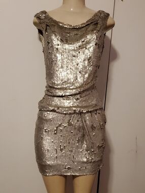 Parker Silver Sequin Mini Dress